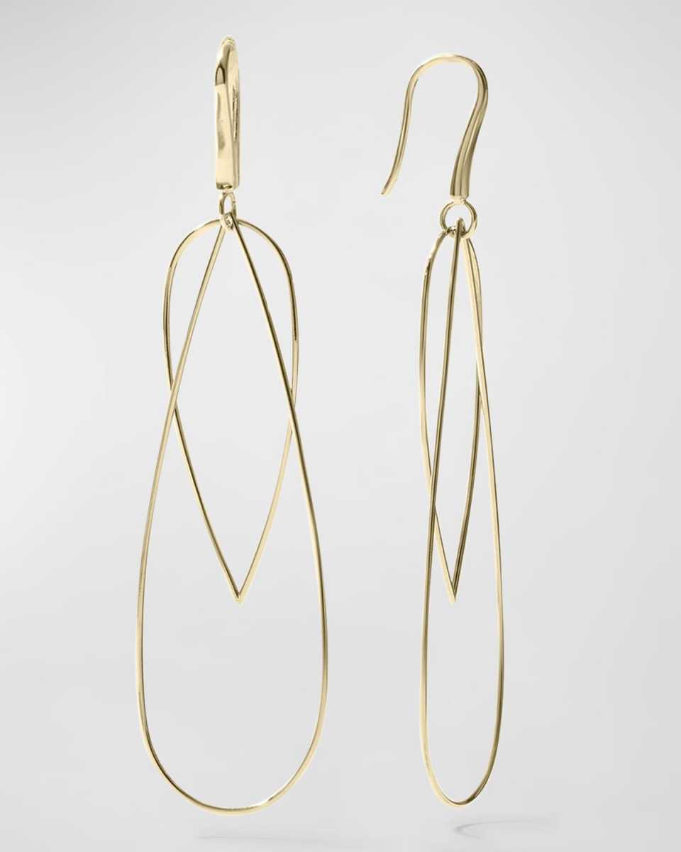 14k Elongated Dangle Hoop Earrings